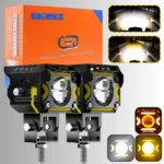 Ultra Parlak LED Motosiklet ve Off Road Sis Farı Çakarlı 4 Modlu Yüksek Performans Metal 12V-24V Led