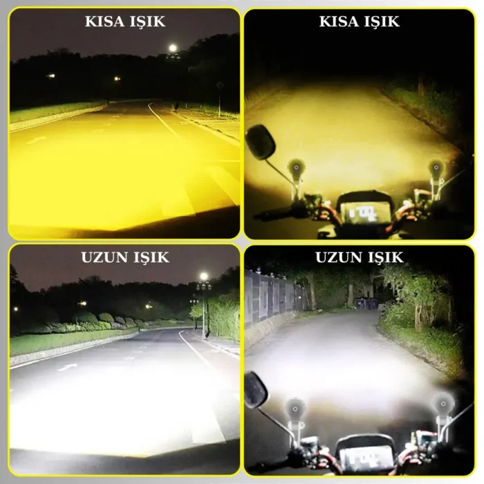 Motosiklet Scooter Mini Sis Farı Set Delici Işık Beyaz Sarı Metal Kasa 12V/24V Led Işık - Görsel 2