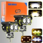 LED DRL Sinyalli Motosiklet Sis Farı Çakarlı Çift Renk 4 Modlu Delici Yüksek Performans Set - Görsel 4