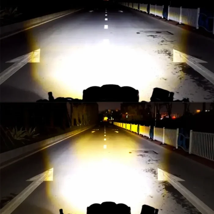 Ultra Parlak LED Motosiklet ve Off Road Sis Farı Çakarlı 4 Modlu Yüksek Performans Metal 12V-24V Led - Görsel 5