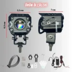 Ultra Parlak LED Motosiklet ve Off Road Sis Farı Çakarlı 4 Modlu Yüksek Performans Metal 12V-24V Led - Görsel 6