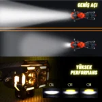 LED DRL Sinyalli Motosiklet Sis Farı Çakarlı Çift Renk 4 Modlu Delici Yüksek Performans Set