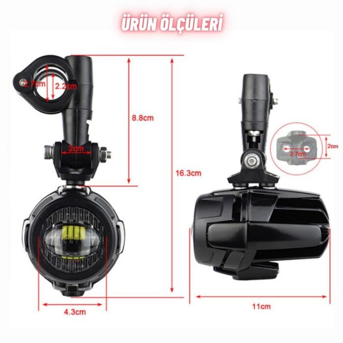 Enduro ve GS Serileri Uyumlu Motosiklet LED Sis Farı Yüksek Performans Metal Gövde 12V-24V 40W 2 Adet - Görsel 6