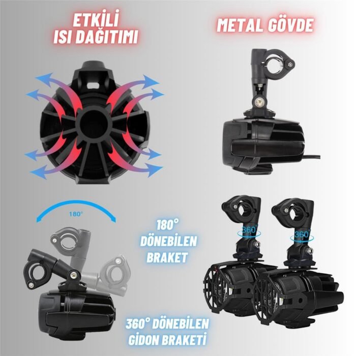 Enduro ve GS Serileri Uyumlu Motosiklet LED Sis Farı Yüksek Performans Metal Gövde 12V-24V 40W 2 Adet - Görsel 8